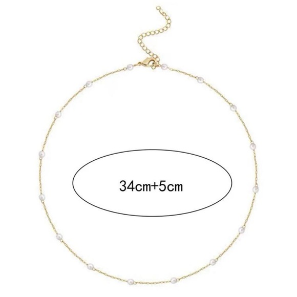 ⚠️Clearance Faux Pearl Yellow Gold Choker Necklace - Picture 3 of 3